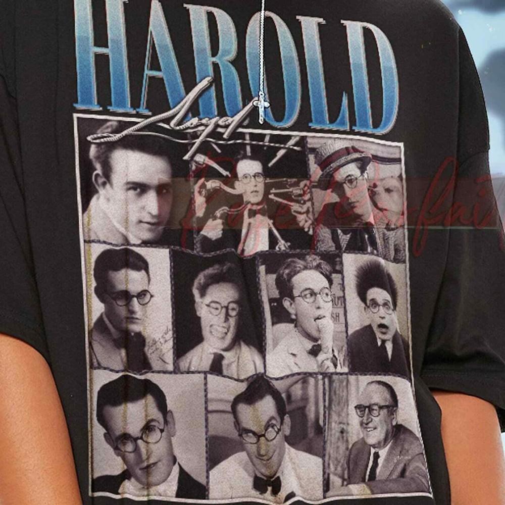 HAROLD LLOYD Retro T-shirt - Harold Lloyd Bootleg Tees, Harold Lloyd Memoriam Sh Unisex T-Shirt XXL