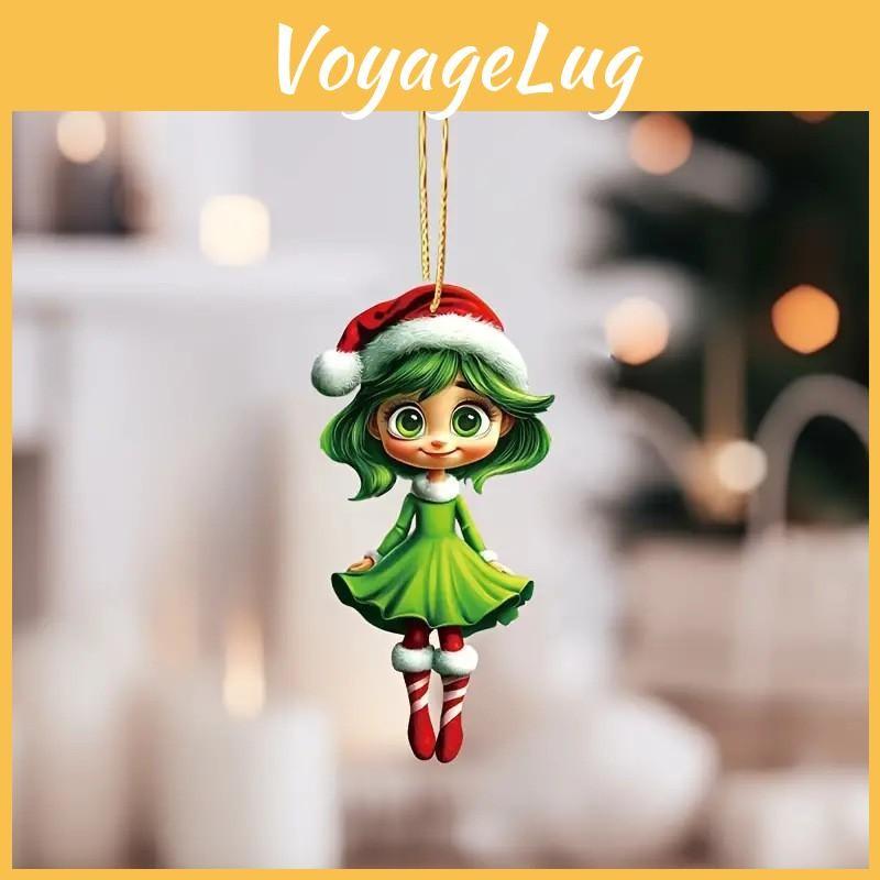 Decor Car Girl Acrylic Keychain With Christmas Hat For Auto Interior Enhancement