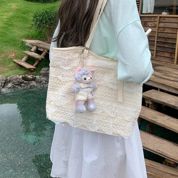 Nischen-Tragetasche Frühling und Sommer Freizeiturlaub Fee Spitze Mesh Achsel-Schultertasche Damentasche Pendlertasche mit großem Fassungsvermögen