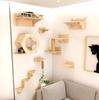 1 Stück Wandmontiertes Katzenkletterregal Mond-Katzennest Vier Stufen Klettern Massive Holzstufen Hängematte