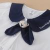 Adorable White Baby Girl Dress with Navy Blue Collar & Bow – Summer Toddler Outfit for Girls