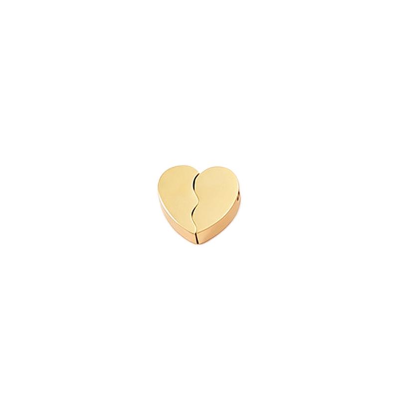 Creative Stainless Steel Half Heart Bead Jewelry Accessories