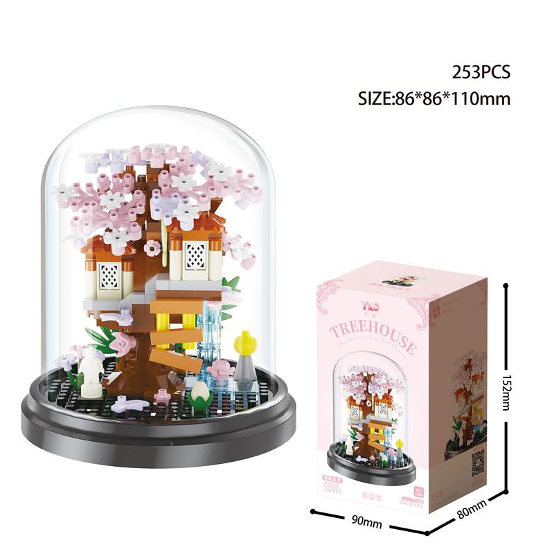 DIY Vier Jahreszeiten Blumenarrangement Staubschutz Kirschtraum Baum Baumhaus Zimmerpflanzen Gärten Bausteine Modell Kinder Sets Bausätze Spielzeug