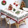 Christmas Poinsettia Santa Claus Waterproof Tablecloth Table Decor Winter Xmas Kitchen Dining Tablecloth Christmas Decorations