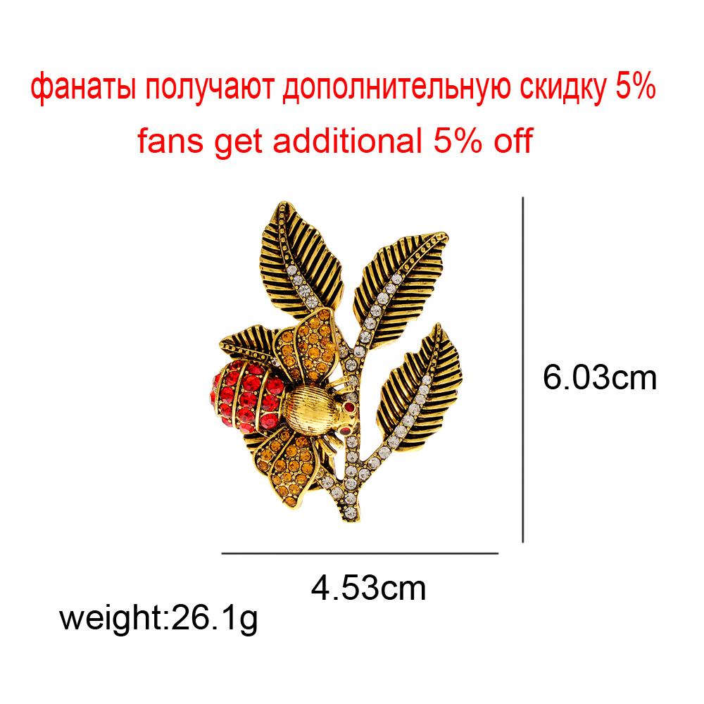 New Bee On The Branch Brooches For Women Rhinestone Fashion Pin Insect Honeybee Jewelry Vintage Accessories Good Gift