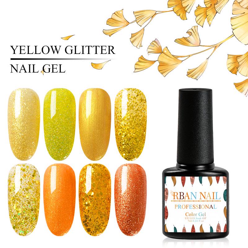 RBAN NAIL 7ml UV LED Soak-off żelowy lakier do paznokci Semi permanentny lakier holograficzny laserowy żel z cekinami