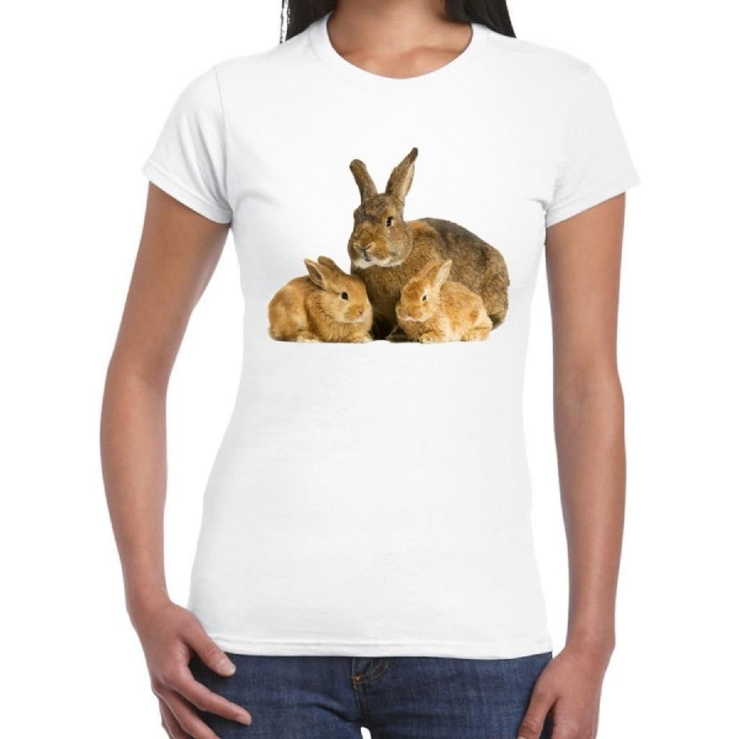 Tribal T-Shirts Womens Mother Rabbit T-Shirt (Medium, White) S