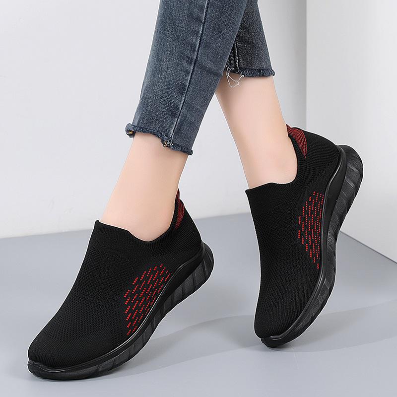 Breathable shoes Mesh trendy shoes Flying weaving one pedal Lightweight sports women's shoes Flat shoes 3541 Casual sports