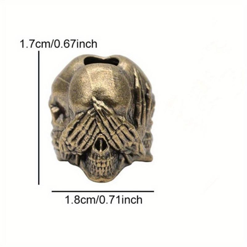 

Трехсторонние латунные бусины в виде головы черепа, ножевые бусины EDC для улицы, DIY плетеный паракордовый шнурок, брелок, шармы, ювелирные аксессуары латунный