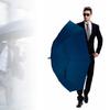 Sturdy Windproof Rainproof Automatic Open Umbrella with Double Canopy Construction(Dark Blue)