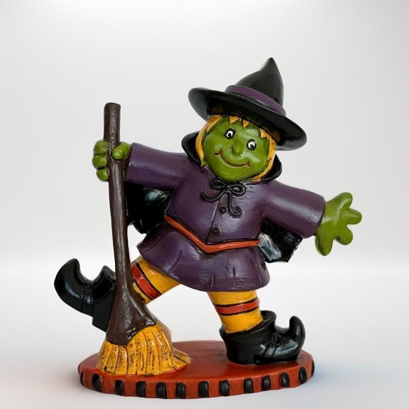 Halloween Witch Figurine Resin Witch Statue Halloween Themed Party Decoration Home Desktop Ornaments Creative Gothic Sculpture