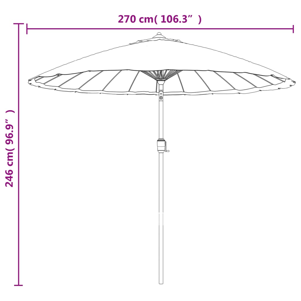 270 Cm Aluminum Mast Sun Umbrella In Taupe