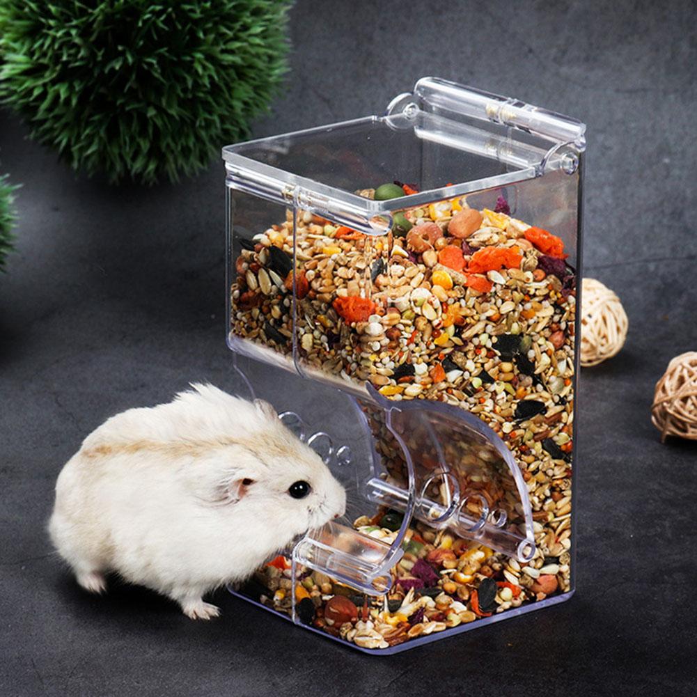 Cute Hamster Samll Animal Automatic Pet Food Feeder Plastics Durable Strong Simplicity Clear Transparent Safe Food Bowl