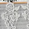 White Handmade Beads Car Bone Flower Exquisite Embroidery Applique Cheongsam Wedding Dress Pair Flower Decoration Accessories Cloth Sticker