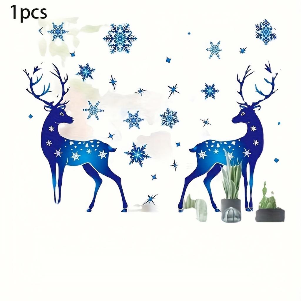 071 Christmas Window Clings, Blue Gradient Snowflake and Static Stickers for Glass, Holiday Decor