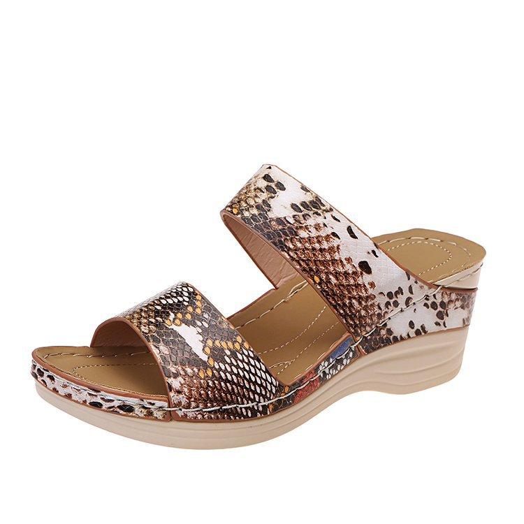 New Xun leopard print cool slippers women s slope heel sandals women s 35 3098₽