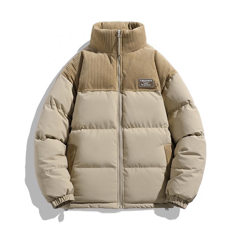 2025 Winter Trendy Stand Collar Color Block Windproof Cotton Jacket for Men and Women