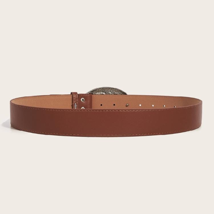 Wear Resistant Adult Waist Belts with Carved Buckle Female Decorative PU Belts