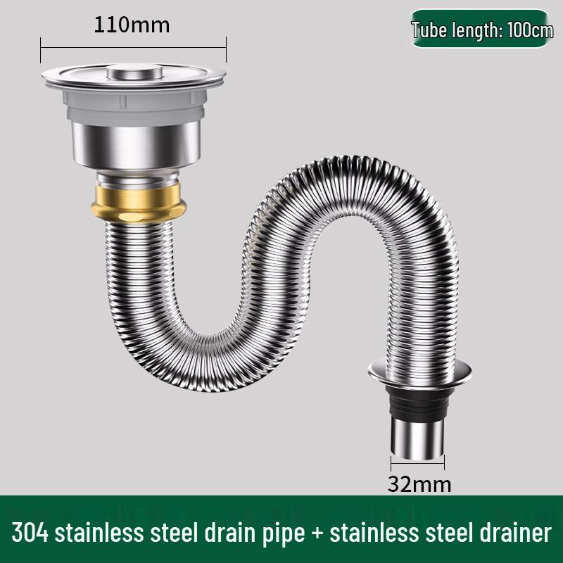 OIMG Kitchen Sink Drain Pipe Kit - Thickened 304 Stainless Steel