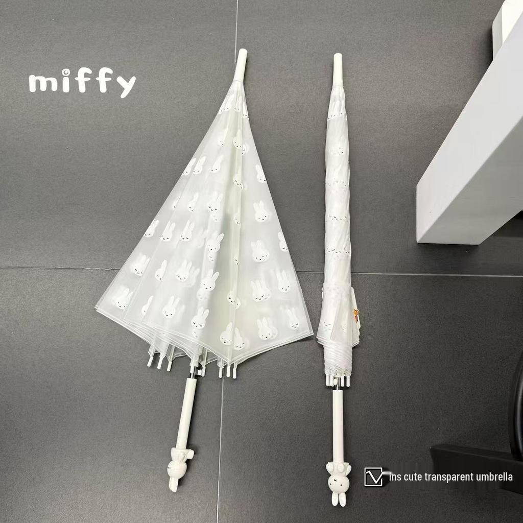 Miffy Ekologiczny Kreskówkowy Przezroczysty Parasol z Długim Uchwytem dla Dzieci