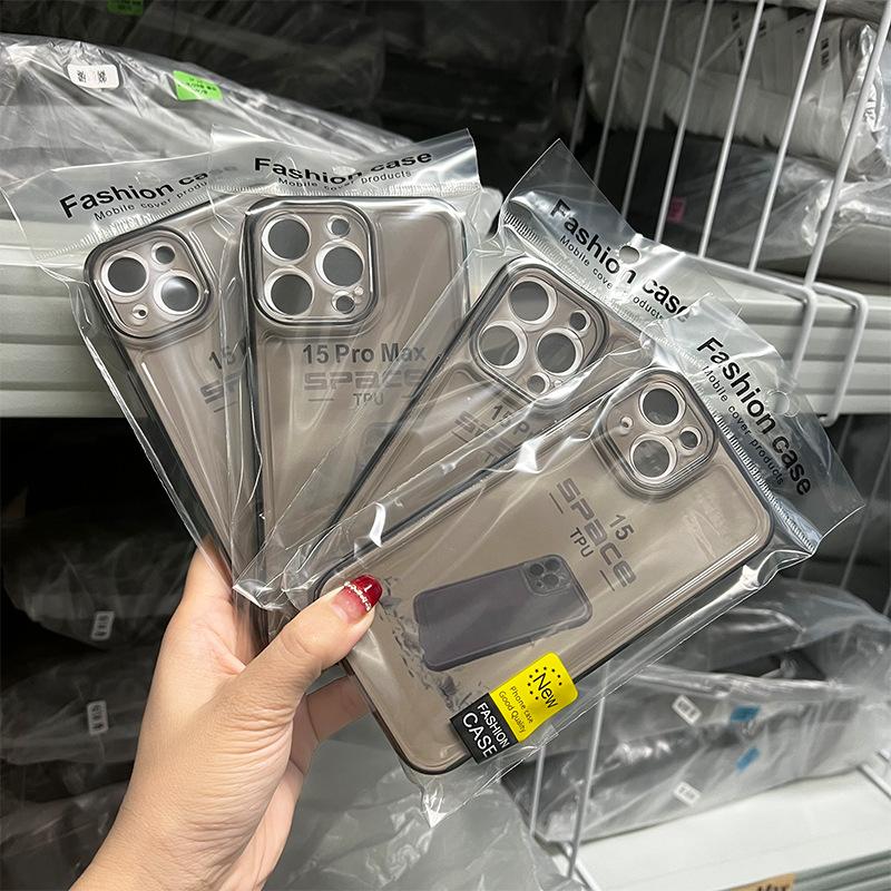 Applicable To Apple 14Pro Mobile Phone Case IPhone 16 Black Space Shell 12 Fine Hole 13 Soft Shell 15Max Protective Case
