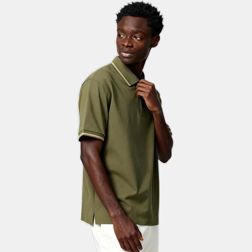 Uniqlo X JW Anderson Collaboration SS25 Embroidered Logo Half Button Short Sleeve Polo Shirt Unisex Polo Shirts Olive-Green 476227-57