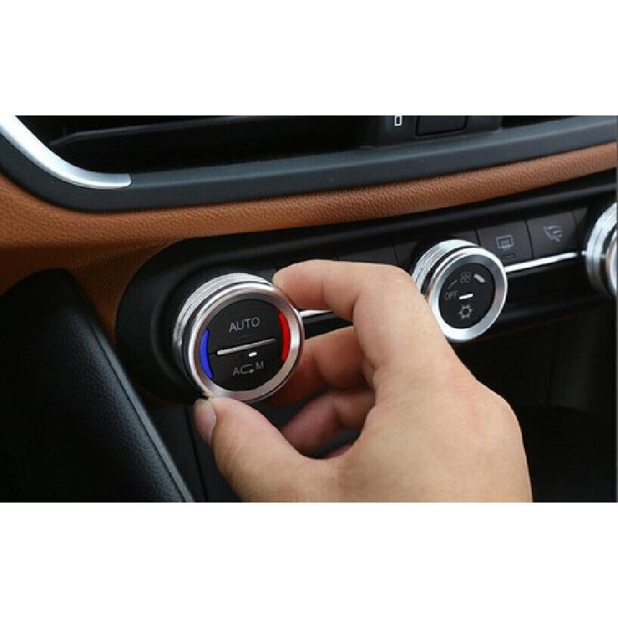 For Alfa Romeo Stelvio Giulia 2017-2024 Silver Alloy Console AC Switch Knob Ring