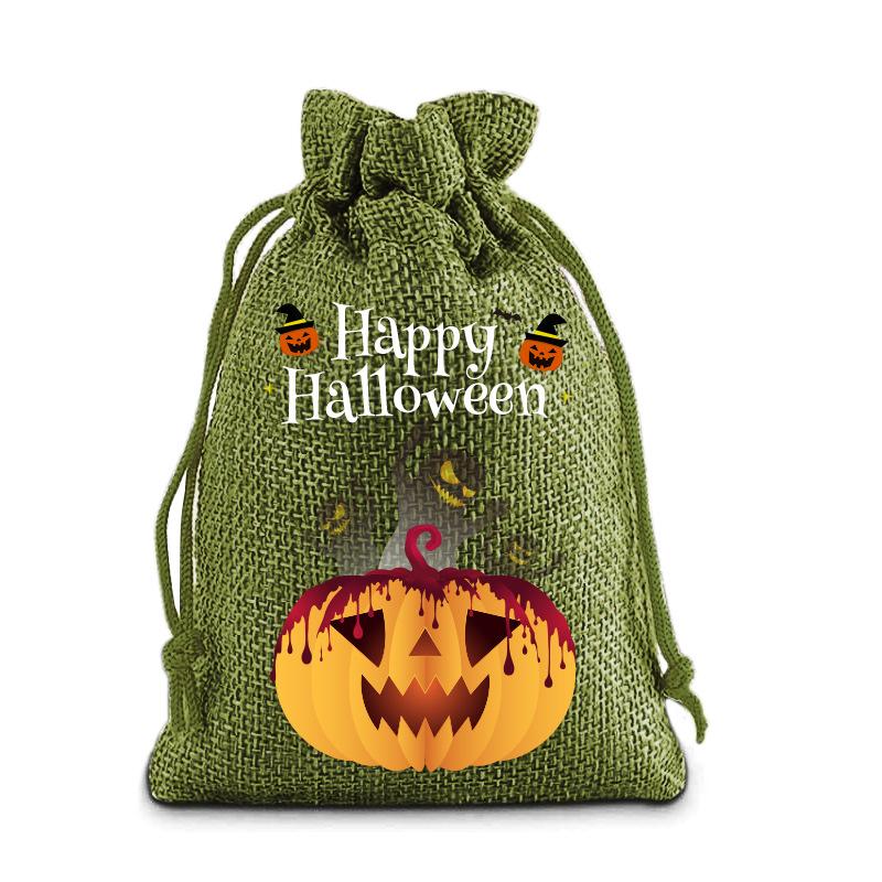 Halloween Kinder Zuckertüte Kürbis Geist Leinen Bündel Mundbeutel Geschenktüte Kordelzug Süßigkeitentasche Lager