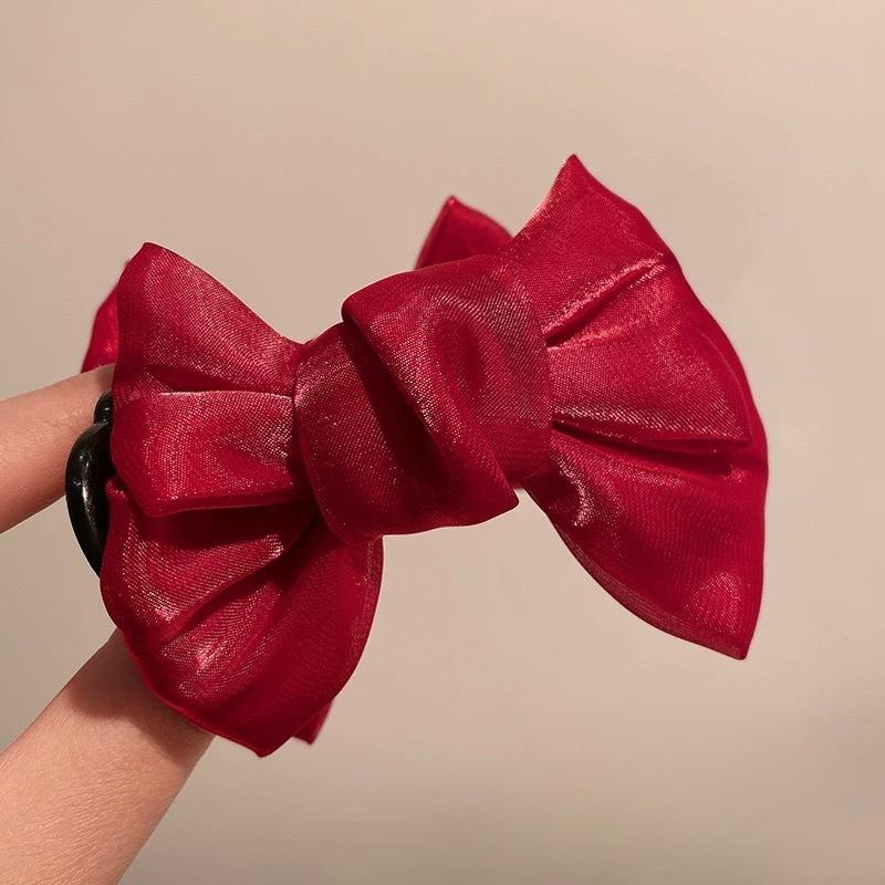 Autumn and Winter Woolen Bow Hair Clips Women's Bun Hair Clips Horse Tail Shark Clips Leopard Print Hair Clips