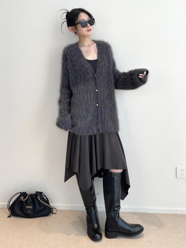 Luxurious South African Mohair & Italian Lurex Sequin Cardigan