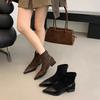 Pointed Boots Short Boots Women's Autumn and Winter Women's Boots Niche Low-heeled Short Boots Design Sense Suede Fashion Boots
