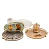 Light Luxury Double-Eared Round Plastic Tray with Gold Edge. Perfect for Displaying Candies&Fruits. Great Home Decoration Piece