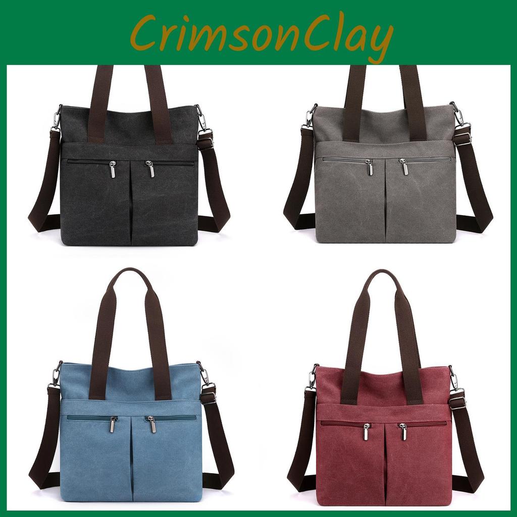 Womens Casual Canvas Shoulder Bag With Inner Pouch And Double Straps For Daily Use