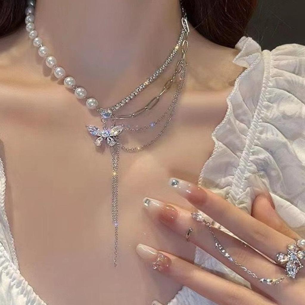 Xiaohongshu Gradual Change Love Necklace Female Cold Wind Collarbone Chain High Design Necklace