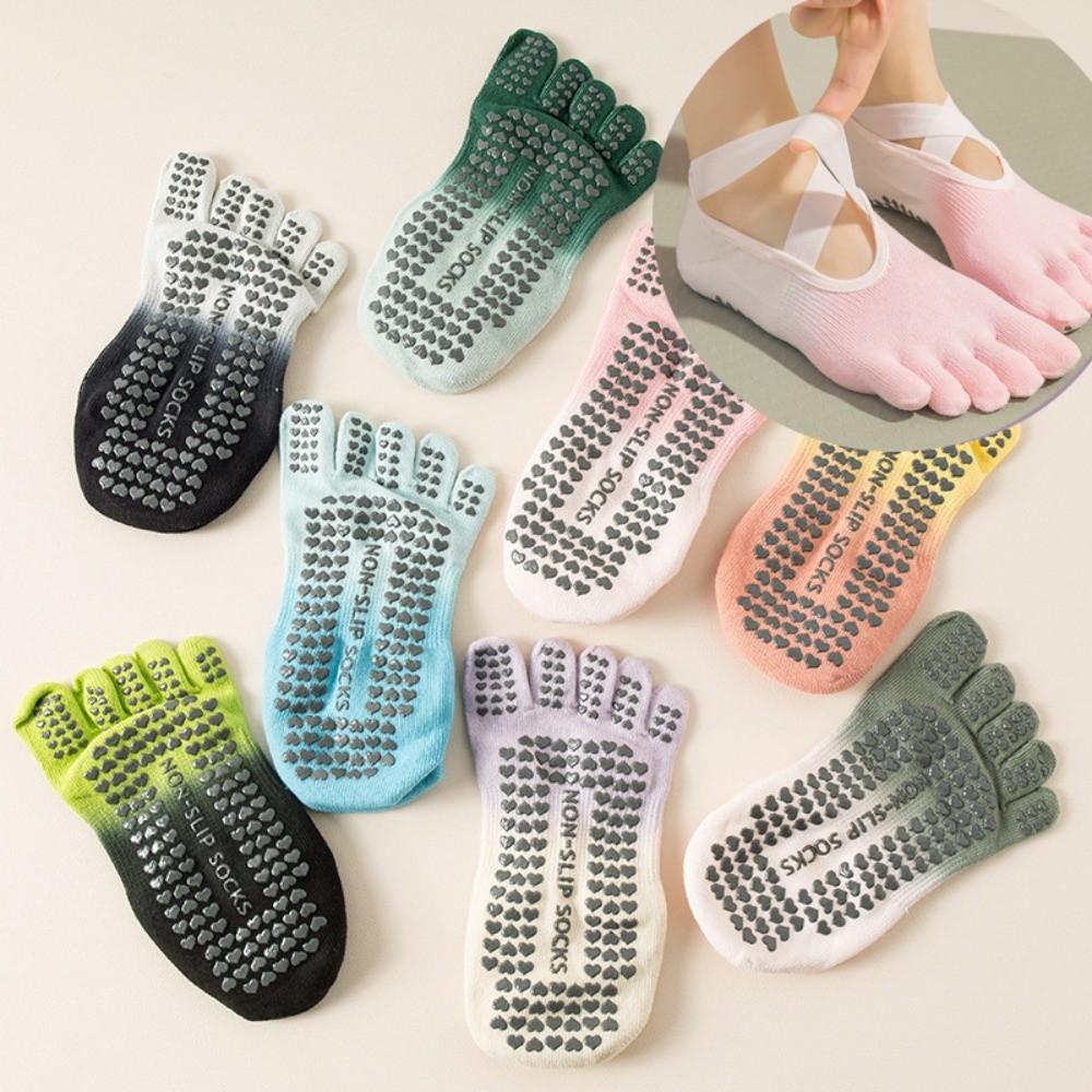 1 Paar Rutschfeste Zehensocken für Yoga mit Überkreuzband Fünf-Zehen-Sportsocken Tanz
