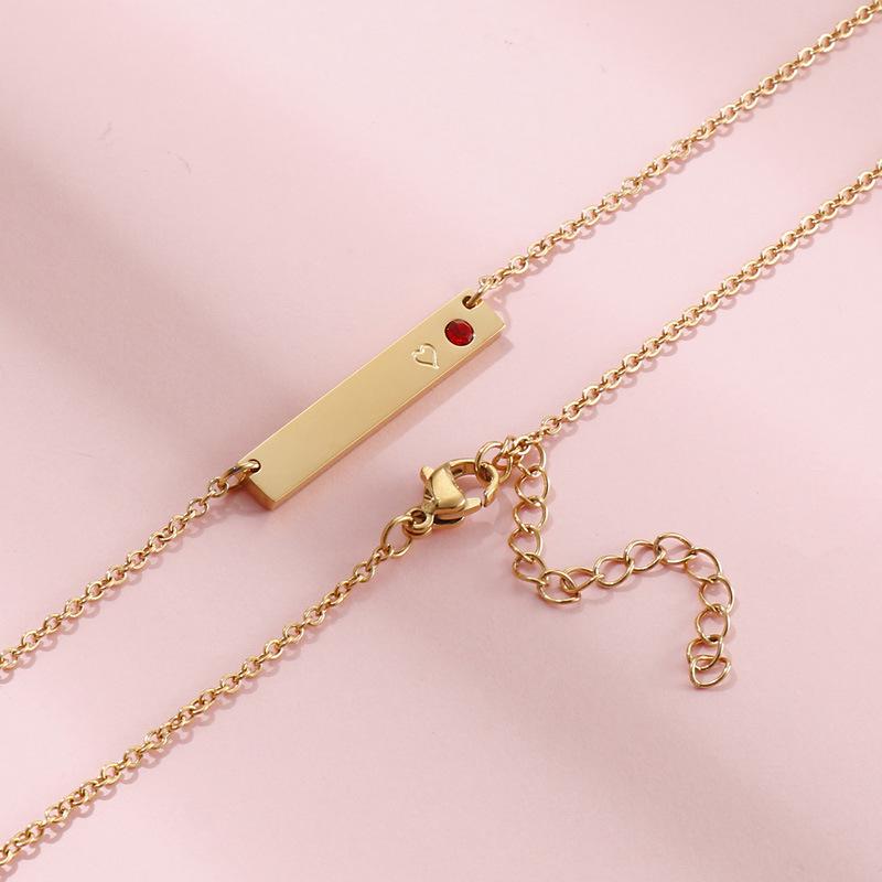 Doğum Taşı Kakmalı Çubuk Kolye Köprücük Kemiği Zinciri ile - Japonya ve Kore'den Kişiselleştirilmiş Takı.