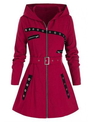 Women's Fall and Winter Long-sleeved Hooded Temperament Jacket