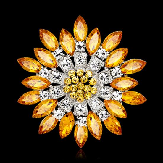 Gioielli con strass di cristallo con spilla a forma di fiore da donna per il regalo della festa nuziale