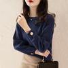 Retro Red Women's Knit Long Sleeve Top - Autumn/Winter Korean Style, Loose Round Neck Sweater