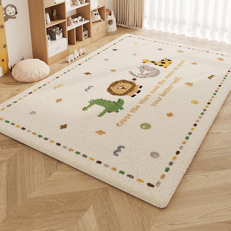 Cartoon Style Luxury Faux Cashmere Children's Floor Mat