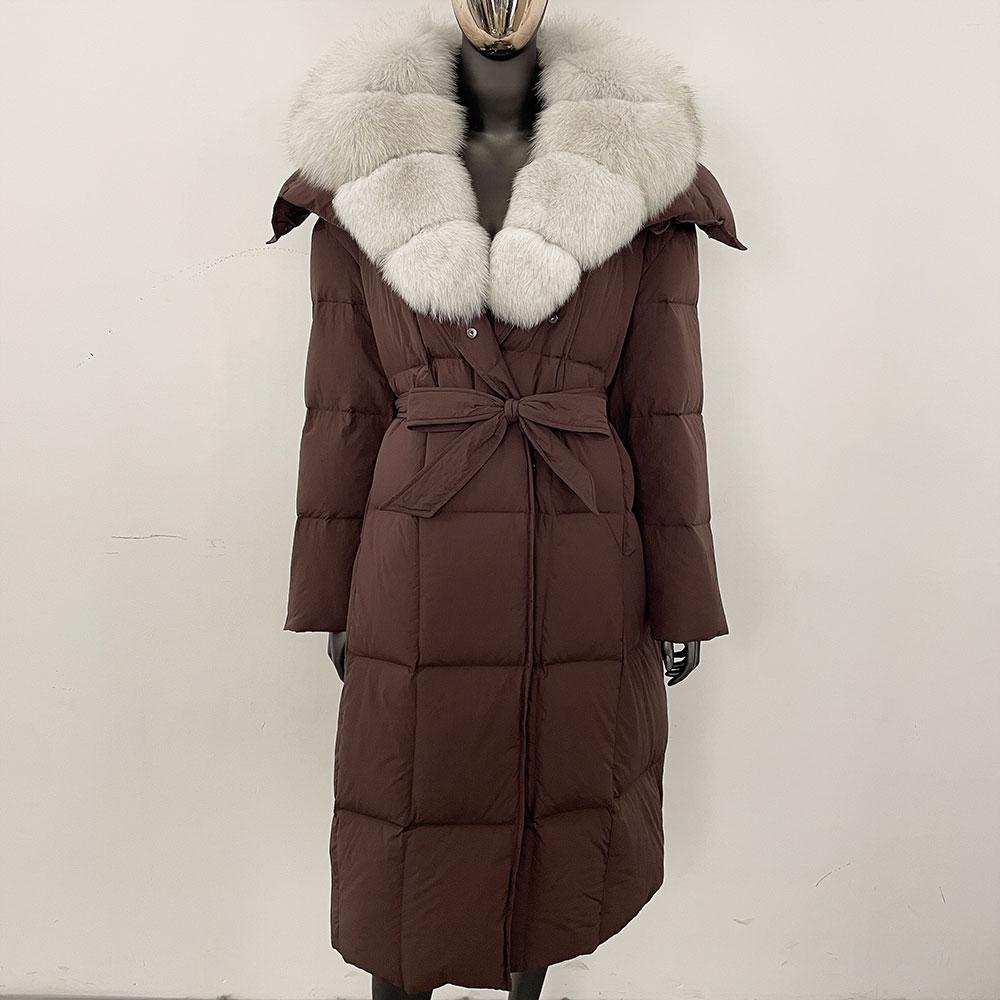 OFTBUY 2024 Winter Women Coat Real Natural Fox Fur Collar Thick Warm Long Jacket Turn-down Detachable Outerwear Streetwear