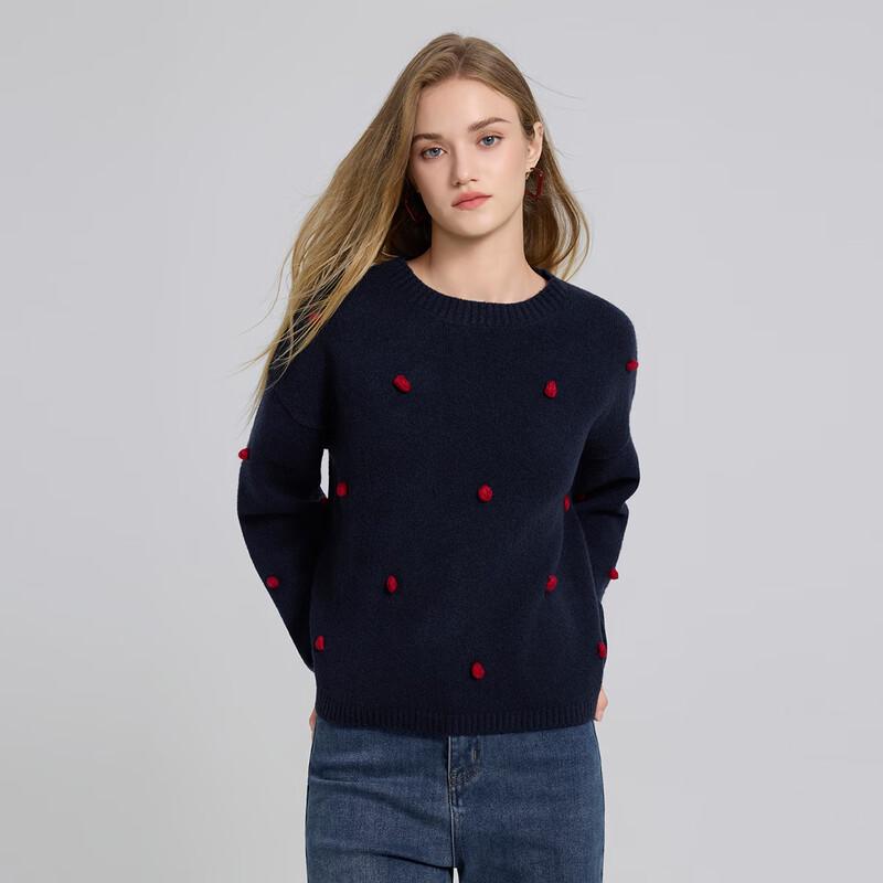 She Tuh Damtröja med avslappnad passform i ullblandning, långärmad stickad tröja