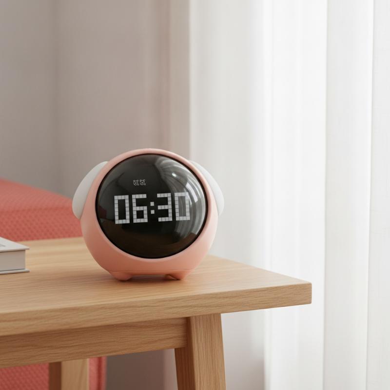 Kids Expression Alarm Clock Digital Timer Voice Control Night Light Adjustable Bell For Student Bedroom Desk Use