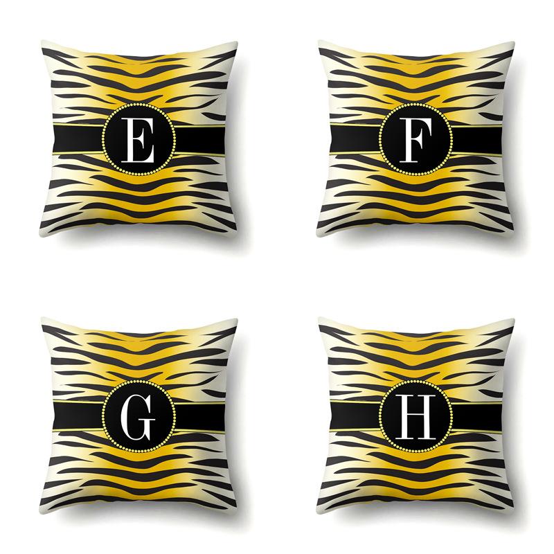 Polyester Pillow Case Leopard Print Decorative Home Bedside Cushion Cover 26 English Letter Printed Pillow Case