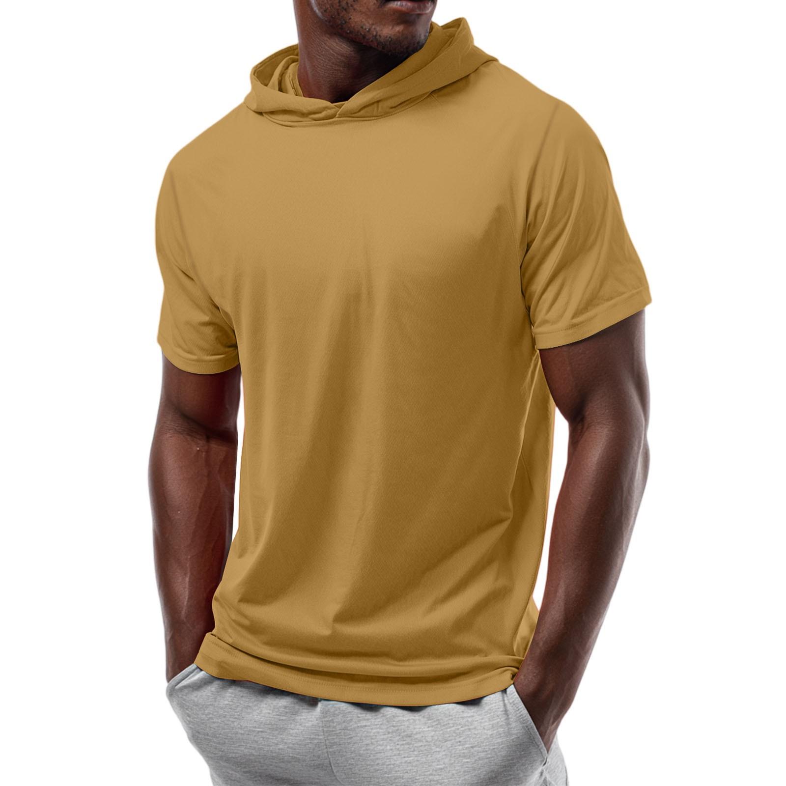 

Men s Straight Shoulder Short-sleeved Hoodie T-shirt Sweatshirt XL