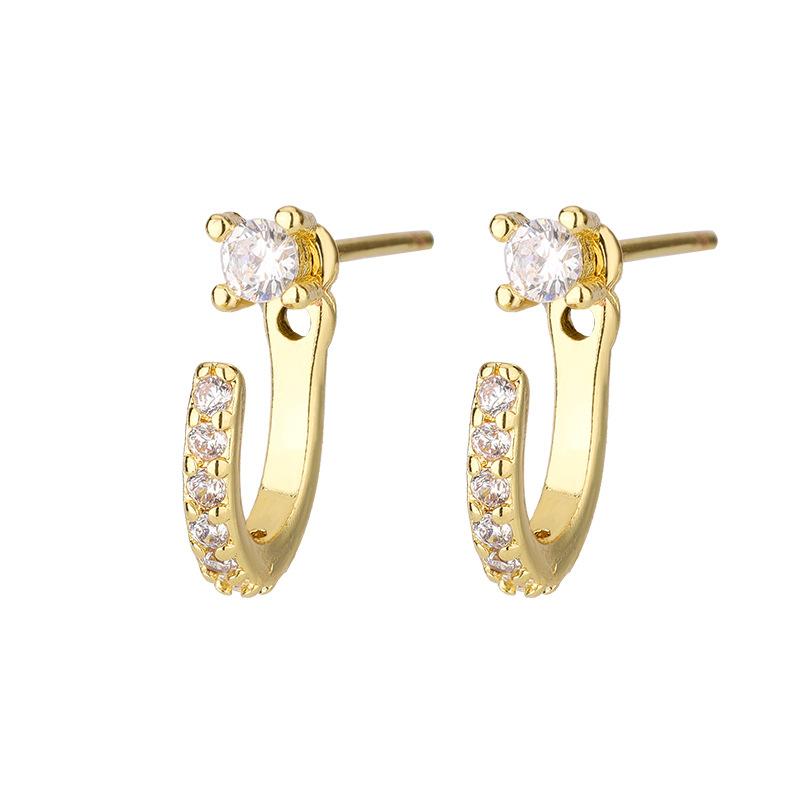 Minimalist C Shape Back Hanging Earrings For Women Niche Temperament Fashionable Light Luxury High End Studs