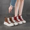 The First Layer of Cowhide High-top Shoes for Women's Autumn New Retro Heightening Casual Versatile Sports Board Shoes for Women