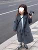 Kids' Trendy Wool Coat - Korean Style, Mid-Length, Grey, Unisex, 2025 Autumn/Winter Collection