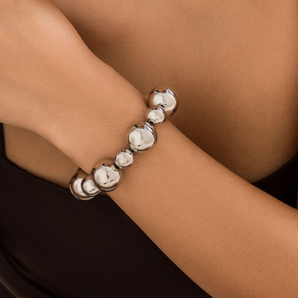 European and American jewelry exaggerated punk contrasting color beaded neck necklace temperament niche geometric ball personality necklace