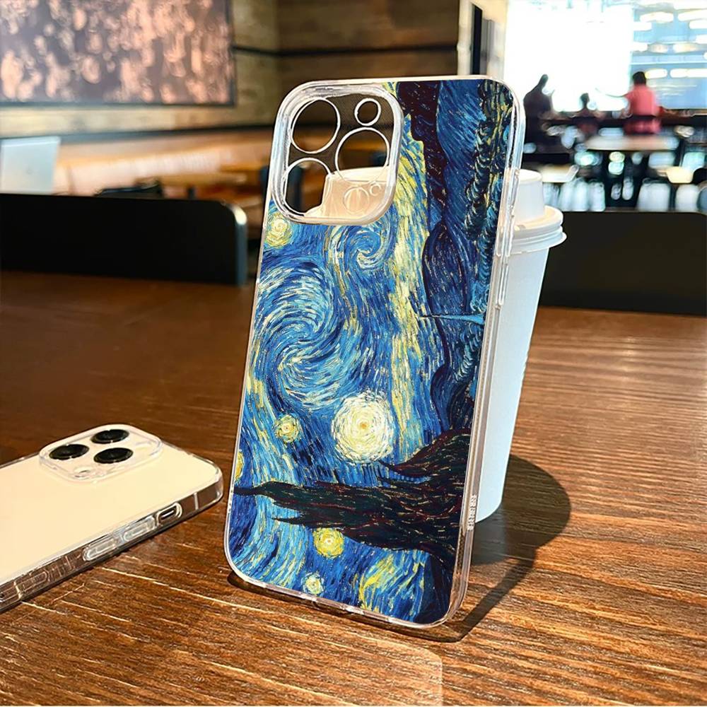 Oil Painting In the Style of Van Gogh Phone Case For iPhone17,16,15,14,13,12,11 Plus,Pro Max Soft Transparent Cover